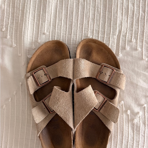Birkenstock Shoes - Birkenstock Women's Suede Double Strap Sandals in Taupe